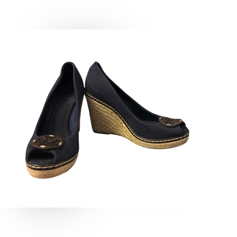 Tory Burch Blue Wedge Shoes with Espadrille Sole - Picture 3 of 9